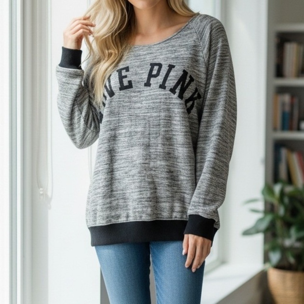 Victoria's Secret PINK  off shoulder lounge Grey Sweater